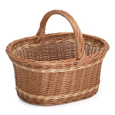 Image of Prestige Wicker Large Willow Basket with Handle, Natural, 55x40x40 cm
