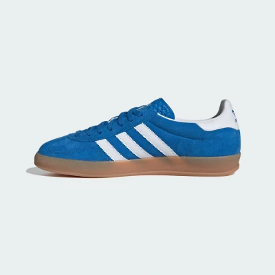 Image of adidas Originals Gazelle Indoor Unisex Trainers, Size: 4, Bluebird/footwear white Suede