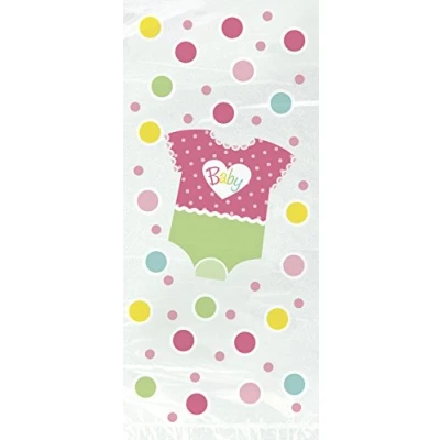 Image of Unique Party 61862 Cellophane Pink Polka Dot Baby Shower Bags, Pack of 20