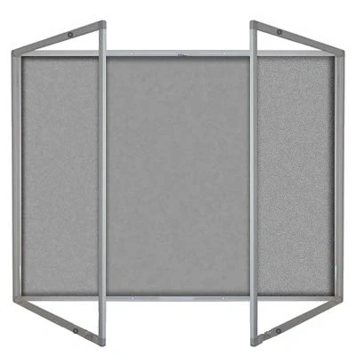 Image of Tamperproof Lockable Noticeboard Class 1 Aluminium Framed 1500mm x 1200mm, Silver, Double Doors
