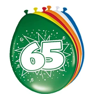 Image of Folat 08265 65th Birthday Balloons 8 pieces.