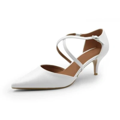 Image of Womens Court Shoes Ankle Strap Low Kitten Heel Ladies Comfort Plus Large Size Wedding Evening Party Classic Work