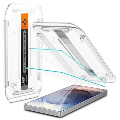 Image of Spigen Glas.tR EZ Fit Tempered Glass Screen Protector for Samsung Galaxy S25 Ultra, 2 Pack, Installation Kit Included, Scratch Resistant, Crystal Clear, 9H Hardness