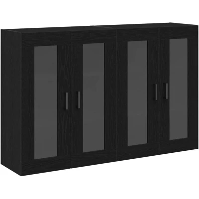 Image of vidaXL Wall Mounted Cabinets 2 pcs Black Oak 69,5x34x90 cm Engineered Wood