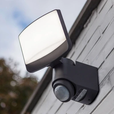 Image of LUTEC Sunshine LED outdoor spotlight, motion sensor 18cm