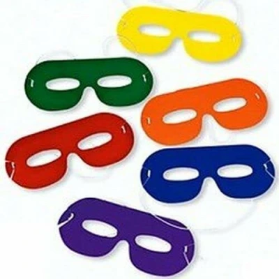 Image of MY KINDA PARTY Pack of 12 Cardboard Bright Colour Masks Superhero Ninja