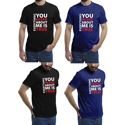 Image of (2 Pack) Mens T Shirt with Stylish Print Casual Short Sleeve Premium Soft Medium Weight Multipack Ideal for Everyday Wear Fast Drying Essential Crew Neck Noos (Every (Black &amp; Navy), M)