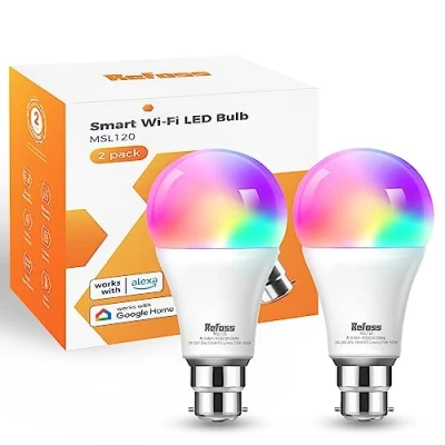 Image of Refoss Smart Light Bulb Alexa b22 Bayonet WiFi Led 9W with Colour Changing Light, 810LM Dimmable (Warm/Cool) Bulbs Works Alexa(Echo and Echo Dot), Google Home 2 Packs
