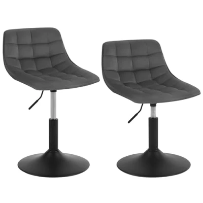 Image of WOLTU Dressing Stool Swivel Velvet Modern Breakfast Dining Chair Rotatable for Kitchen Counter Clinic, Dark Grey Bar Stool, Adjustable Gas Lift(38 49,5cm) BH300dgr 2 UK