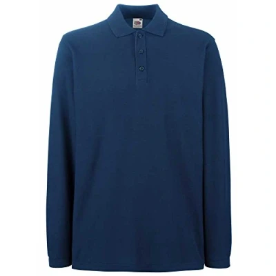 Image of Fruit of the Loom Mens Premium Colours Long Sleeve Cotton Polo Shirt