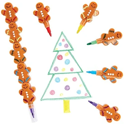 Image of Baker Ross FX440 Gingerbread Man Pop a Crayons Pack of 6, Xmas Party Bag Fillers for Kids, Kids Colouring Crayons, Stacking Crayon
