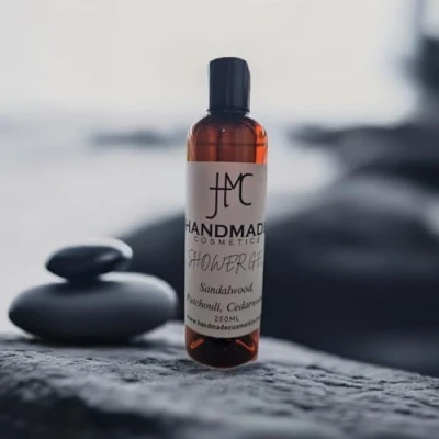 Image of Sandalwood Patchouli Cedarwood Shower Gel SLS Praben Free Handmade In UK Body Wash 250ml