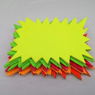 Image of JMS® 80 x neon Flourescent Stars 10cm 7.5cm [ 4&quot; 3&quot; ]Assorted flashs Cards Great for Creative Fun