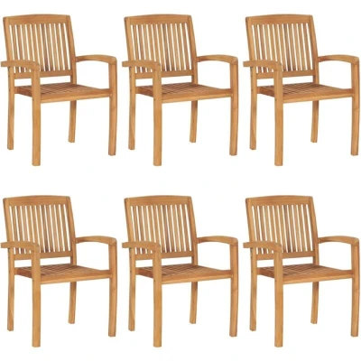 Image of Stacking Garden Chairs 6 pcs Solid Teak Wood vidaXL