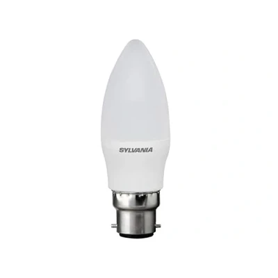 Image of SYLVANIA LED Light Bulb, Frosted Finish, Candle Shape, B22 Cap, 25W Equivalent Wattage, 250 Lumens, Warm White Colour (2700K), Non Dimmable. for All Rooms in The House