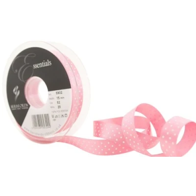 Image of Berisfords 5932 20 m x 15 mm Dainty Micro Dot Ribbon, Hot Pink