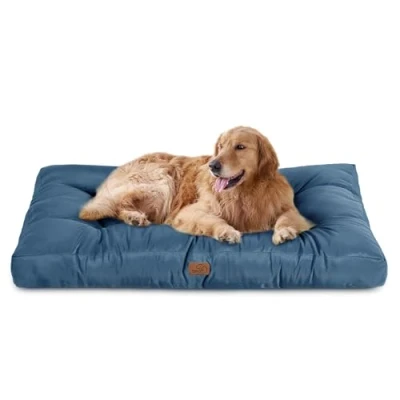 Image of Bedsure Waterproof Dog Bed XXL Extra Large Washable Mattress with Oxford Fabric, Water Resistant Pillow Bed, Navy, 120x90x10cm