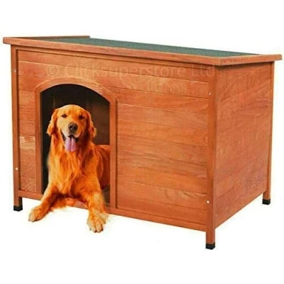 Image of BWUK Dog Kennel Kennels House With Removable Floor Easy Clean Outdoor Pet Shelter Wooden Animal Hut, Brown