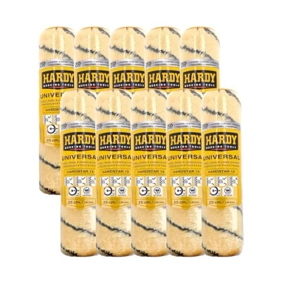 Image of HARDY WORKING TOOLS Hardstar Paint Rollers 13 Pack of 10 A0180 517000 Yellow 25 s 4.8 cm