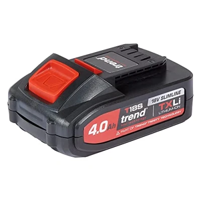 Image of Trend T18S 18V 4Ah Slimline Battery Compatible with the Cordless Range, TXLI, Black, T18S/BA4AM