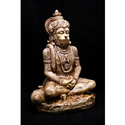 Image of Krishna Mart India Hand Carved Meditating God Hanuman Resin Idol Sculpture Statue Size 6&quot;x4&quot;