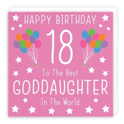 Image of Hunts England Goddaughter 18th Birthday Card Happy 18 To The Best In World Iconic Collection Fun Colourful