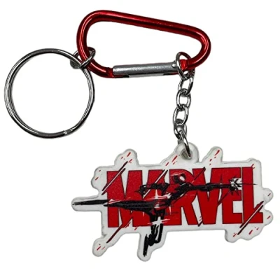 Image of South Coast Jewellery Marvel Logo &amp; Spiderman Keyring Keychain Bag Pencil Case Charm Buddy Pendent Zip Accessory