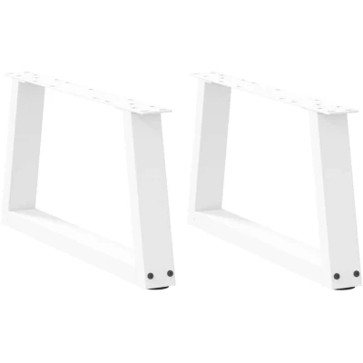Image of vidaXL dining table legs v shape 2 pcs white steel adjustable foot levellers modern design home office versatile use