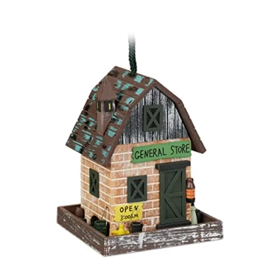 Image of Relaxdays Decorative Bird House, Shop Style, H x W D: 23 18 cm, Wood, Colourful