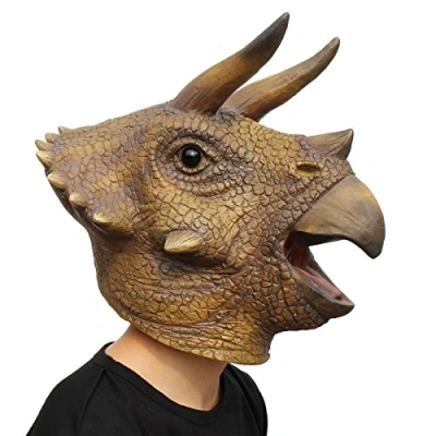 Image of PartyCostume Deluxe Innovative All Saints Costume Meeting Botanical Man Head Mask Drachen Triceratops