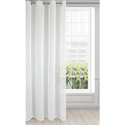 Image of Eurofirany LUCY Voile Curtain, Sheer Curtain with Rufflette Tape 1 Unit, Bedroom, Living Room, Kitchen, Cream, 140x250 cm