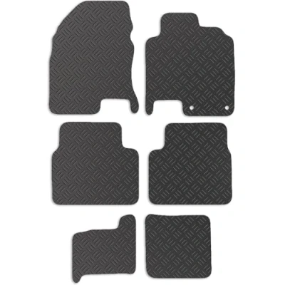 Image of Carsio Rubber Car Mats For Nissan Qashqai +2 2007 to 2013 7 Seater Tailored Fit Floor Mat Set Complete Accessory Black Custom Fitted All Weather &amp; Heavy Duty, Anti Slip Backing with Clips