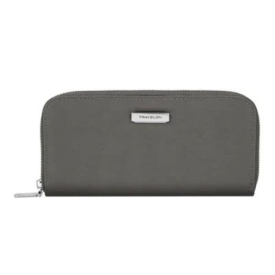 Image of Travelon RFID Blocking Single Zip Wallet, Smoke, 7.75 x 4 .75, Wallet