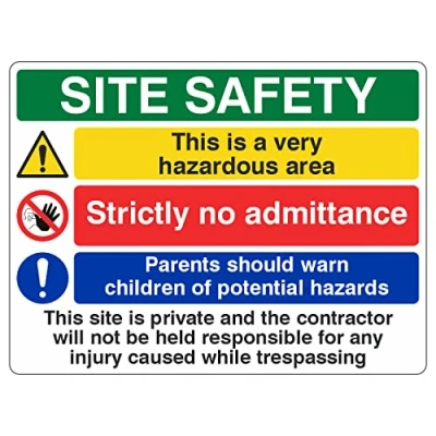 Image of 600x450mm Multi Hazard Site Safety Very Hazardous Area Sign Large Landscape