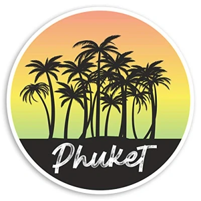 Image of 2 x 10cm Tropical Phuket Vinyl Stickers Thailand Travel Luggage Sticker #30652 (10cm Wide)