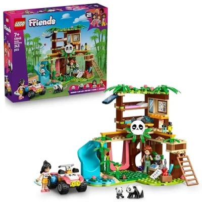 Image of LEGO Friends Panda Sanctuary Animal Care Toy with a Tree House, Quad Bike, 2 Mini Dolls and 3 Figures Creative Building Set for 7+ Year Old Girls 42648
