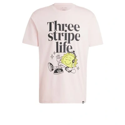 Image of adidas Sportswear Positivity Graphic Print Tshirt, Men&#039;s, Size: Medium, Sandy pink