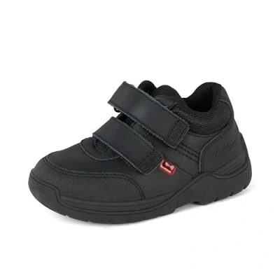Image of Kickers Infant Unisex Playflex Lo Vel Leather School Shoes, Black, 6 UK Child