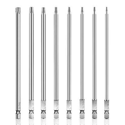 Image of Rocaris 8 Pieces 1/4 Inch Magnetic Hex Shank T8 T40 6 Length S2 Steel Torx Security Head Screwdriver Drill Set Bits