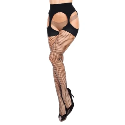 Image of GLAMORY Women&#039;s Mesh Open Tights, 10 denier, Black, XXL Große Größen