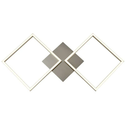 Image of Art 2 Light Square Led Wall, Flush Fitting Satin Silver