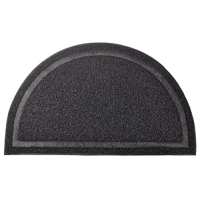 Image of DM Cat Paw Print Litter Tray Mat,Door Mat, Kitty Rug,Half Circle,60x36 cm (Black)