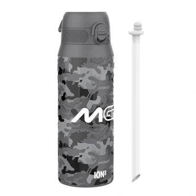 Image of ION8 Thermal Water Bottle 750 ml/24 oz Leak Proof &amp; BPA Free Insulated Drinking Bottle, Triple Lock Lid to Prevent Spills, Vacuum ThemoShield Stainless Steel, Carry Handle, MotoGP Camo