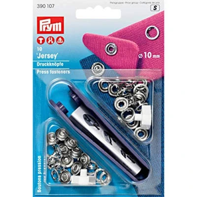 Image of Prym PRYM_390107 1 Non sew Press Fasteners Jersey Brass pronged Ring Silver col 10 mm