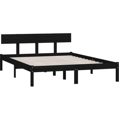 Image of vidaXL Bed Frame without Mattress Black Solid Wood 140x190 cm