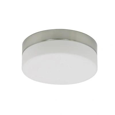 Image of Ikaro Flush Ceiling Light Steel Brushed, Glass Matt IP44
