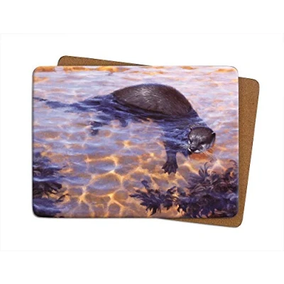 Image of Julian Friers Otter Large Table Mat by Wildlife Artist Non slip Cork backed Placemat