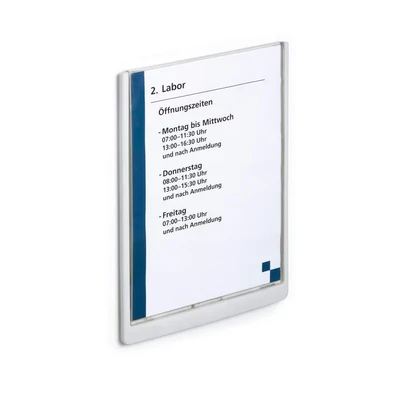 Image of Durable Click Information Sign A4 Portrait White Door and Wall Includes Fittings Ideal for Offices, Hotels, Public Buildings, etc.