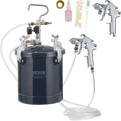 Image of VEVOR Spray Paint Pressure Pot Tank, 10L/2.5gal Air Pot, 1.5mm+4mm Two Nozzles Guns for Industry Home Decor Architecture Construction Automotive Painting, 60PSI Max
