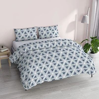 Image of Italian Bed Linen &quot;Fantasy&quot; Duvet Cover, Printed Microfibre, Triangoli, Double
